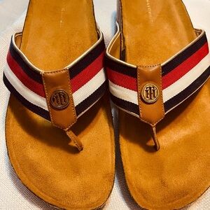 Tommy Hilfiger Tan Sandals with Striped Strap